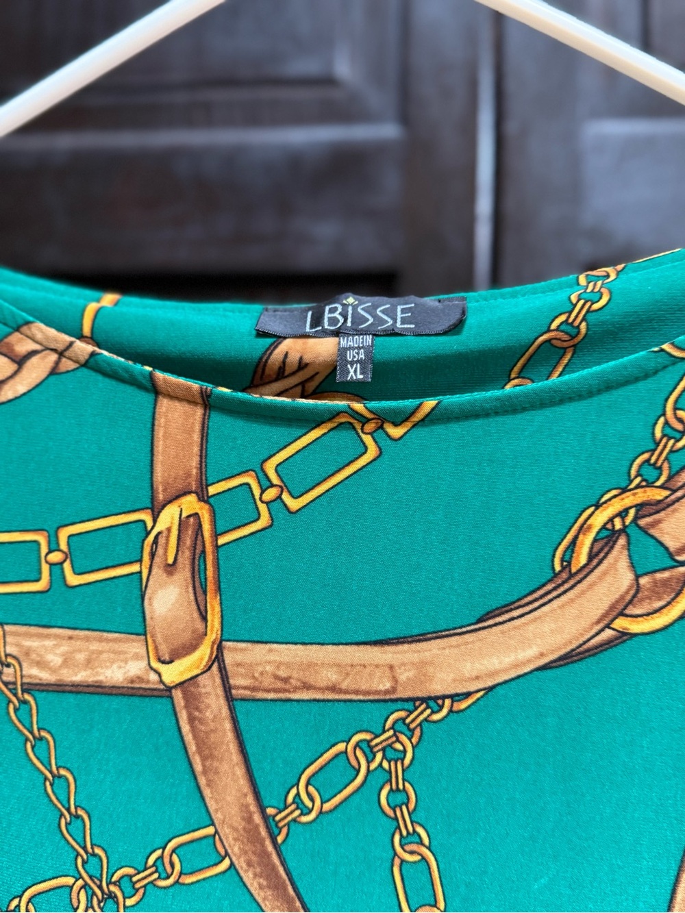 Lbisse Green Long Sleeve Chain Print Dress